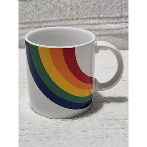VTG 1984 Rainbow Mug FTDA Made In Korea Coffee Mug Cup Double Sided Design
